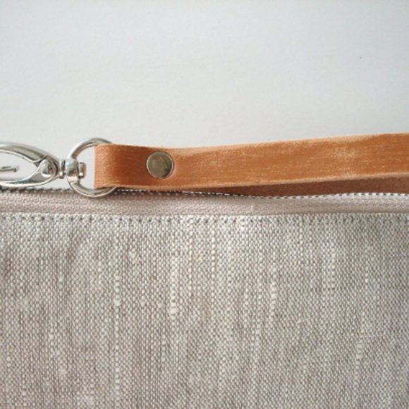 Linen Clutch Bag, Wristlet - Picture 5 of 8